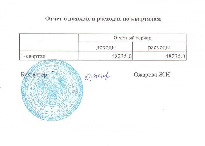 Отчет о доходах и расходах по кварталам