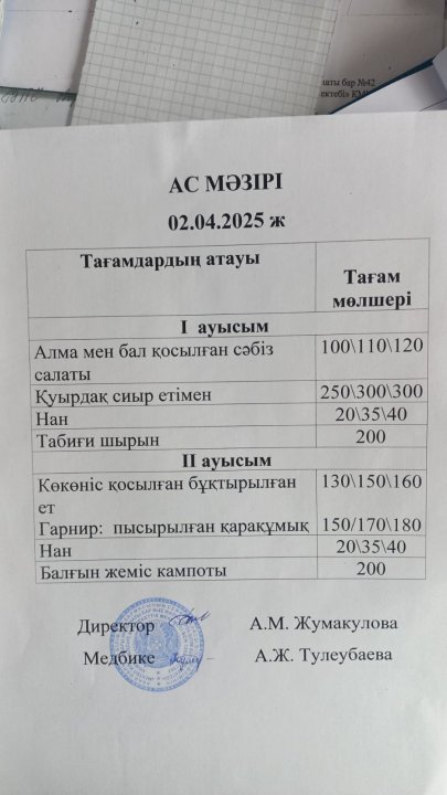 Ас мәзірі